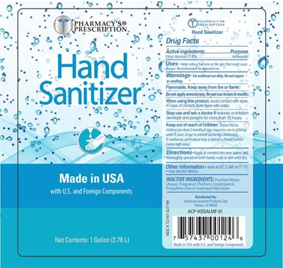 Pharmacys Prescription Hand Sanitizer (72197 027 99 Pharmacys Prescription Hand Sanitizer 1 Gal Fragrance)
